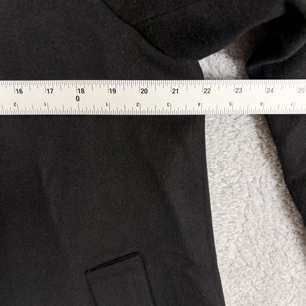 Lauren Ralph Lauren Hooded Walker Peacoat Size L Black Wool Blend Button Front - Picture 5 of 10